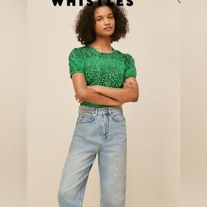 Silk green leopard print blouse